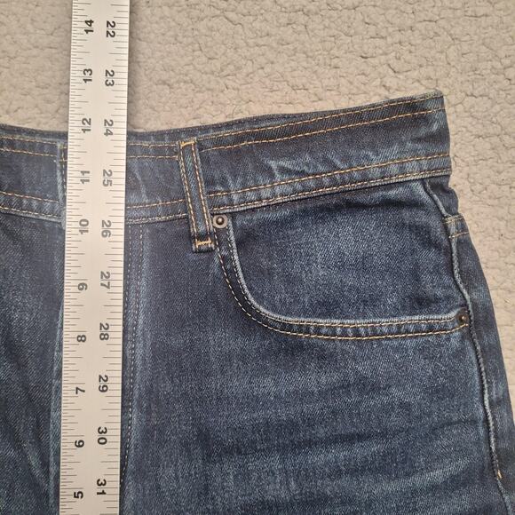 Massimo Dutti Shorts 4 Blue Denim High Rise Leather Pocket Button Fly Casual - Picture 8 of 9